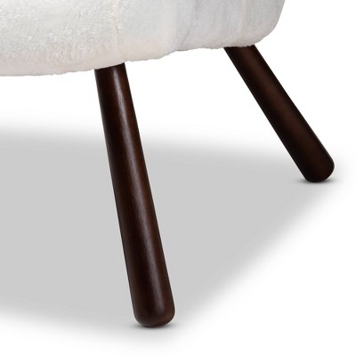 Eisa White Sherpa Upholstered Wood Accent Chair