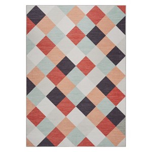Machine Washable Plaid Checkered Design,Indoor Runners Carpet for Hallway, Entryway Indoor,Entry Laundry - 1 of 4