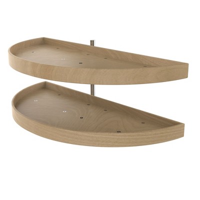 Rev-A-Shelf 4WLS882-32-570 32 Inch Wooden 2 Shelf Half Moon Lazy Susan Turntable Storage Kitchen Organizer for Blind Corner Cabinets