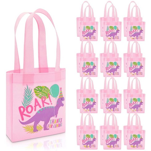 Blue Panda 24-pack Small Dinosaur Party Favor Tote Bags Gift Bags For Girls  Birthday (pink, 8.5 X 6.8 X 2 In) : Target