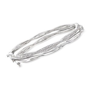 Ross-Simons 0.20 ct. t.w. Diamond Jewelry Set: 2 Twisted Bangle Bracelets in Sterling Silver - 1 of 4