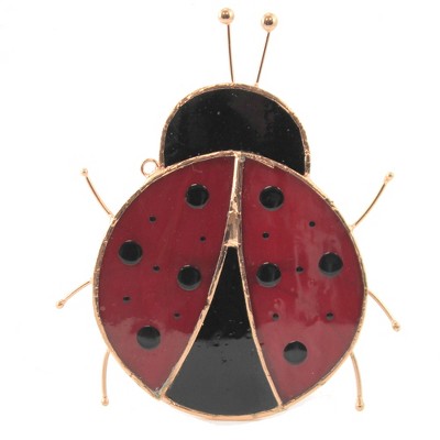 Home & Garden 5.25" Lady Bug Sun Catcher Stained Glass Gold Crest Distributing  -  Stained Glass And Suncatchers