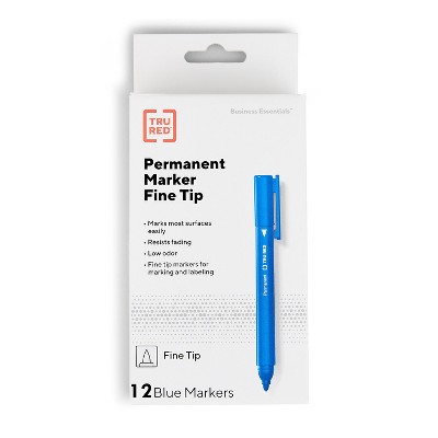 TRU RED Permanent Markers Fine Tip Blue Dozen TR54536
