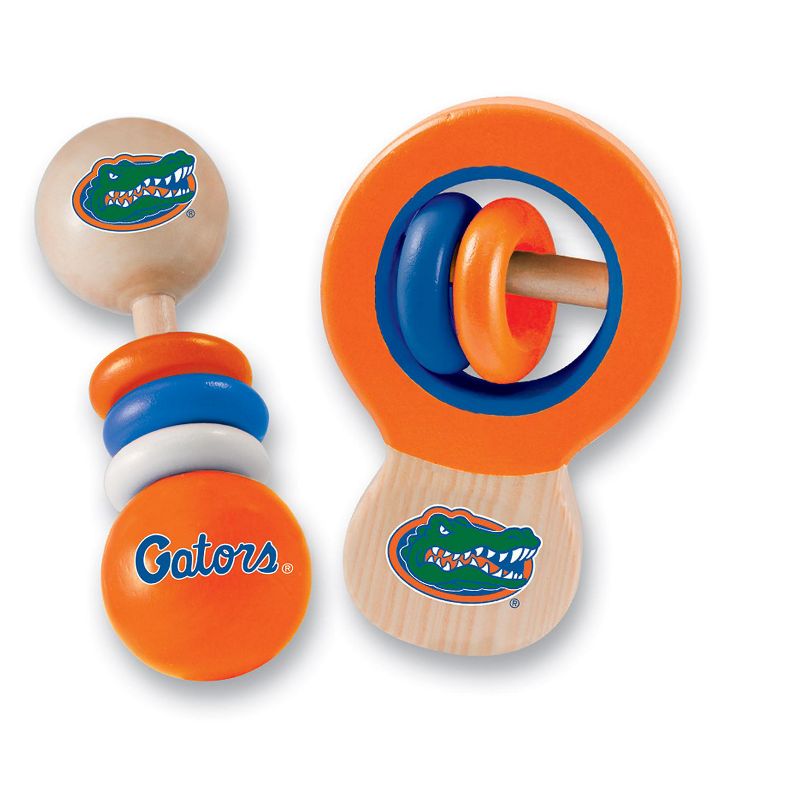 Baby Fanatic Wood Rattle 2 Pack - NCAA Florida Gators Baby Toy Set, 2 of 5