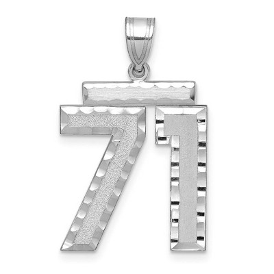 Black Bow Jewelry 14k White Gold, Varsity Collection, Large D/C Pendant, Number 71