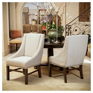 Set of 2 James Dining Chair Set Natural - Christopher Knight Home: Upholstered, Wood Legs, No Assembly Required - 1 of 4