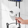 Aghana Digitals Freestanding Toilet Paper Holder Stand with Top Shelf, Black Stainless Steel - 2 of 4