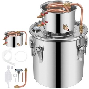 VEVOR Alcohol Still 3Gal/12L Stainless Steel Alcohol Distiller Copper Tube Home Brewing Kit Build-in Thermometer, Silver - 1 of 4