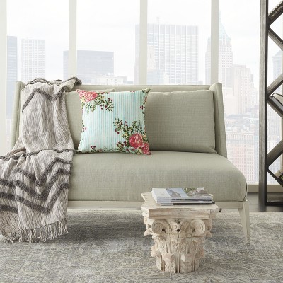 Spring Garden Multicolor Embroidered Square Throw Pillow 20"