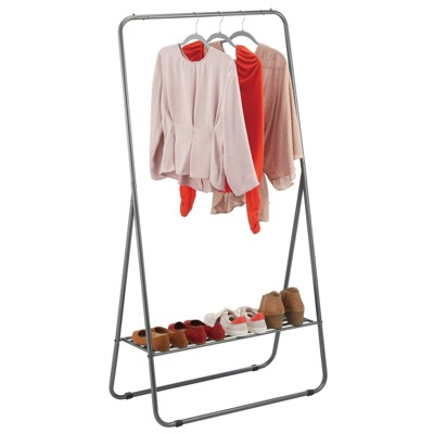mDesign Garment Rack, Portable, Tall Vertical Storage Unit with Shelf ...