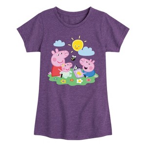 Girls' - Peppa Pig - Peppa George Baby Reading Fitted Short Sleeve Graphic T-Shirt - 1 of 4