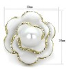Slickblue Women’s Gold Ring with Rose Petal Design – White Synthetic Pearl Center, Sparkling Detail, Sizes 5–10 - 2 of 4