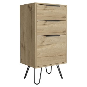 Depot E-Shop Light Dresser 35"H, 17"W, Superior Top,Three Drawers, Hairpin Legs - 1 of 4