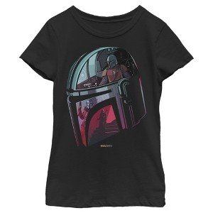 Girl's Star Wars The Mandalorian Helmet Reflection T-Shirt - 1 of 3