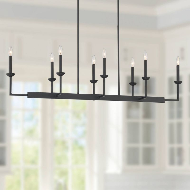 Possini Euro Design Black Linear Pendant Chandelier 50" Wide Industrial 8-Light Fixture for Kitchen Island Dining Room House Foyer, 2 of 10
