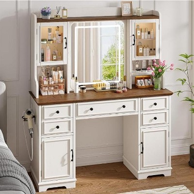Density Board Particle Board 2 Doors 5 Drawers Led Dressing Table