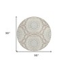 Ivory Beige And Silver Floral Medallion Washable Indoor Outdoor Area Rug - 3 of 4