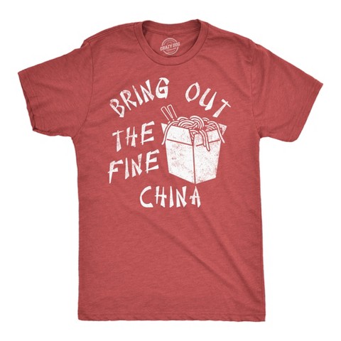 Мужские футболки Crazy Dog T-Shirts, Inc. Mens Funny T Shirts Bring Out The Fine China Sarcastic Takeout Graphic Tee for Men - Crazy Dog Men's T Shirt For Foodies Red XL