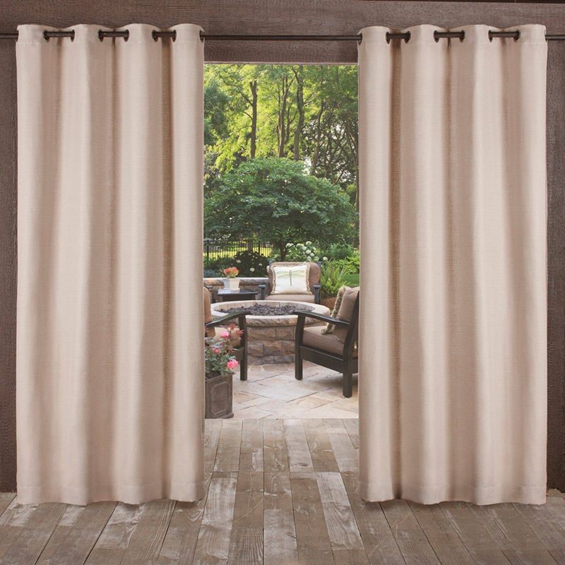 Set of 2 Delano Indoor/Outdoor Heavy Textured Grommet Top Light Filtering Window Curtain Panels - Exclusive Home, 1 of 9