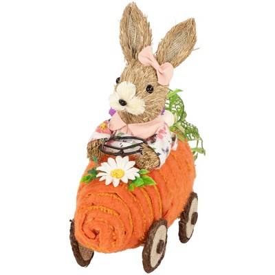 NEW Resin Easter Bunny Driving Old Time Carrot Race Car Set of store 2