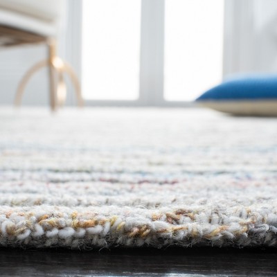 Handmade Blue Geometric Tufted Wool Rectangular Rug 5' x 8'