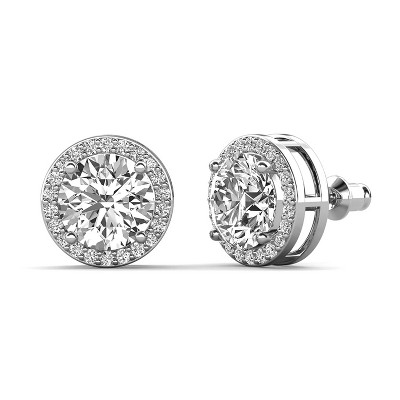 18k Gold Plated Halo Stud Earrings with Simulated Diamonds Gift for Women