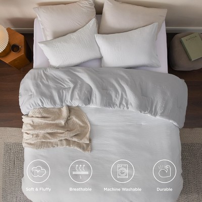 Bedsure Full Size Comforter Set, Reversible Grey Soft Prewashed Bedding for All Seasons, 3 Pieces Warm Down Alternative Bed Set, 1 Lightweight Comforter (82"x — фото 5