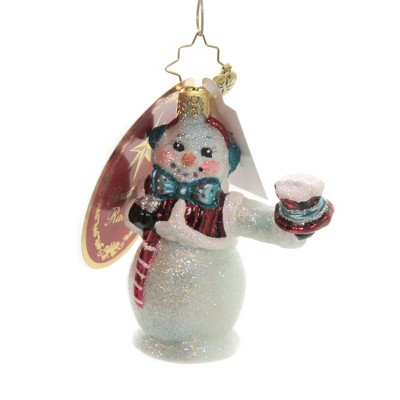 Christopher Radko 3.25" Hats Off Snowman Gem Ornament Top Hat Glittered  -  Tree Ornaments