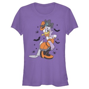 Juniors Mickey & Friends Halloween Daisy Elegant Dress Bats and Spiders T Shirt - 1 of 2