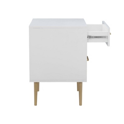 White and Gold 2-Drawer Nightstand with Sleek Design