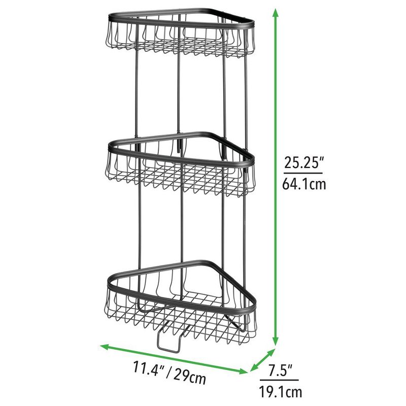 mDesign Metal 3-Tier Freestanding Bathroom Storage Rack, 3 of 5