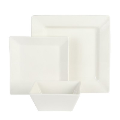Zen Buffet White Square Porcelain Dinnerware Set, Service for 8