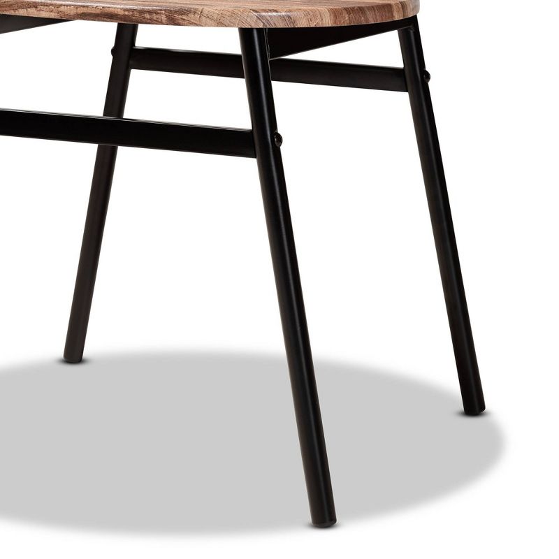 4pc Sherwood Metal and Wood Dining Chair Set Black/Walnut Brown - Baxton Studio, 5 of 10