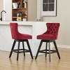 TOBILI Swivel Velvet Bar stools with Button Tufted Decoration and Wooden Legs, Leisure Style Bar Chairs,Set of 2 - 3 of 4