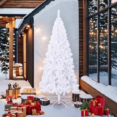 vidaXL Christmas Tree Decoration Artificial Xmas Tree with Stand Branches - White 8 x 4 ft