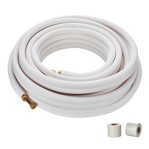 VEVOR 50FT Mini Split Line Set, 3/8" & 5/8" O.D Copper Pipes Tubing and Triple-Layer Insulation, for Mini Split Air Conditioning Refrigerant, White - 1 of 4