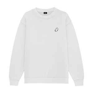 Dalix Ghost Embroidery Relaxed Crewneck Sweatshirt Soft Fleece Fit Lounge Mens - 1 of 4