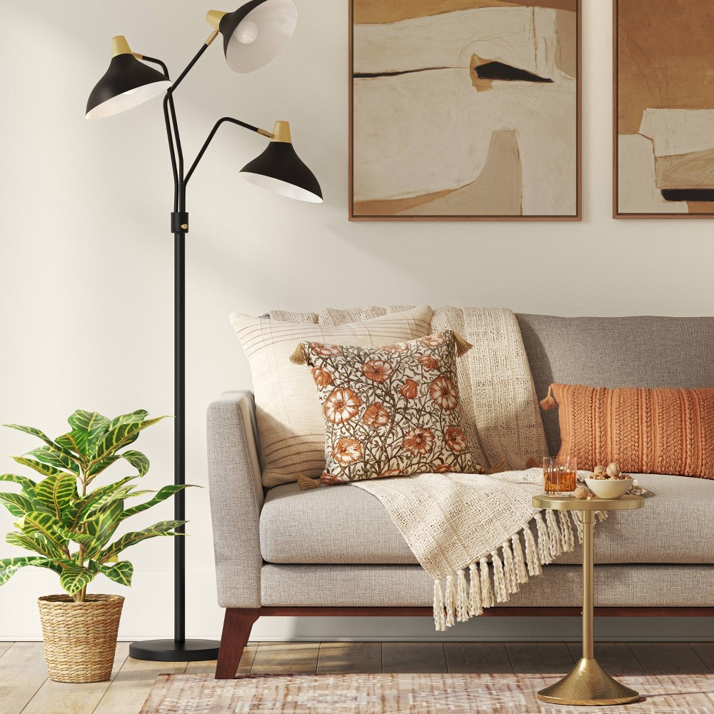70"x36" 3-Head Floor Lamp Black - Threshold™: Adjustable, ETL Listed, Metal Shades, No Tools Assembly