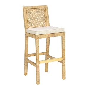 TOV Furniture Amara Rattan & Cream Linen Stool - 1 of 4