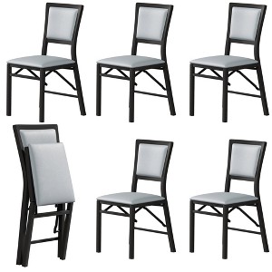 VECELO Foldable Dining Chairs Set of 2/4/6, No Assembly Heavy-Duty Metal Frame, Kitchen and Living Room Chairs, Black/Brown - 1 of 4