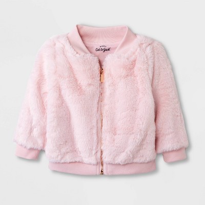 Baby Girls' Solid Faux Fur Jacket - Cat & Jack™ Off-White Newborn