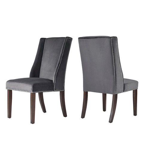 Harlow Velvet Wingback Dining Chair With Nailheads Set Of 2