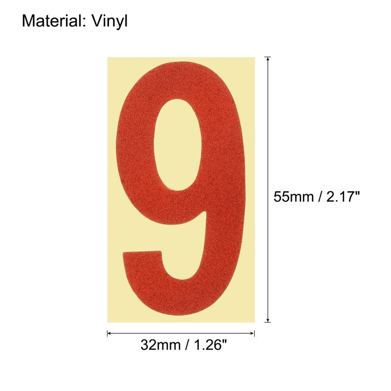 Unique Bargains 0 - 9 Vinyl Waterproof Self-Adhesive Reflective Mailbox Numbers Sticker 2.17 Inch Red 3 Set, 2 of 5