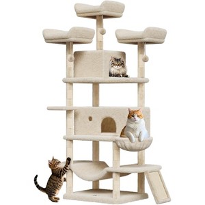 68.5'' Large Cat Tree, Heavy Duty Cat Tower with Condo, Plush Perches, Sisal Scratching Posts, Hammocks, Basket, Dangling Ball - 1 of 4