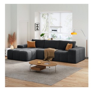 Racxily L-Shape Modular Sofa, Deep Seat with 3 Cushions & Soft Fabric for Living Room, No Assembly - 1 of 4