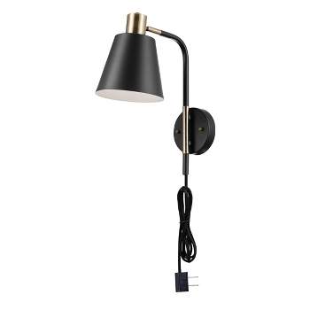 Cleo 1-Light Matte Black Plug-In or Hardwire Wall Sconce - Novogratz x Globe