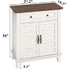 31.5" Rustic Storage Cabinet, with Slatted Doors, 3-Tier Adjustable, Double Door Locker, for Kitchen, Dining Room, and Home Office - 2 of 4