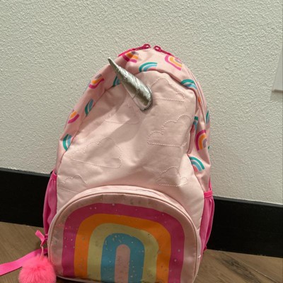 Unicorn & Rainbow Pattern Double-layer Campus Backpack With Starry