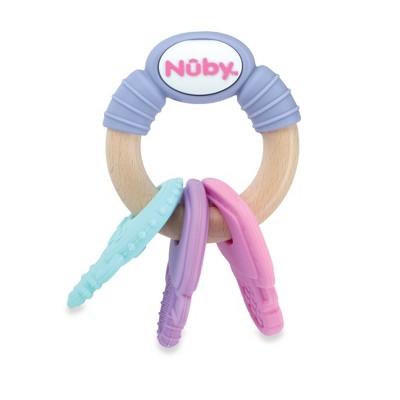 Nuby Silicone and Wood Keys Teerther - Purple