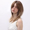 Warm Brown Wigs with Bangs for Women Natural Straight Ombre Brown Wigs Shoulder Length Glueless Natural Straight Full Synthetic Wig 14 inch - 4 of 4